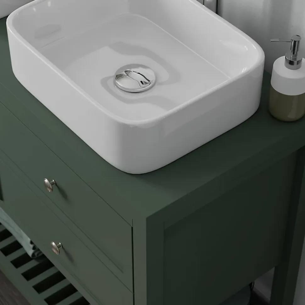 Meuble sous vasque à poser l.120 cm vert + plan de toilette, GoodHome Perma