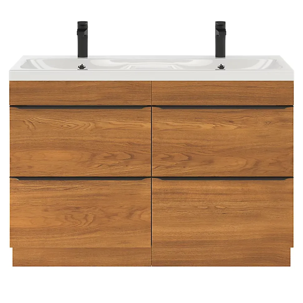 Meuble sous vasque à poser effet noyer l.120 x H.82 x P.45 cm, GoodHome Imandra