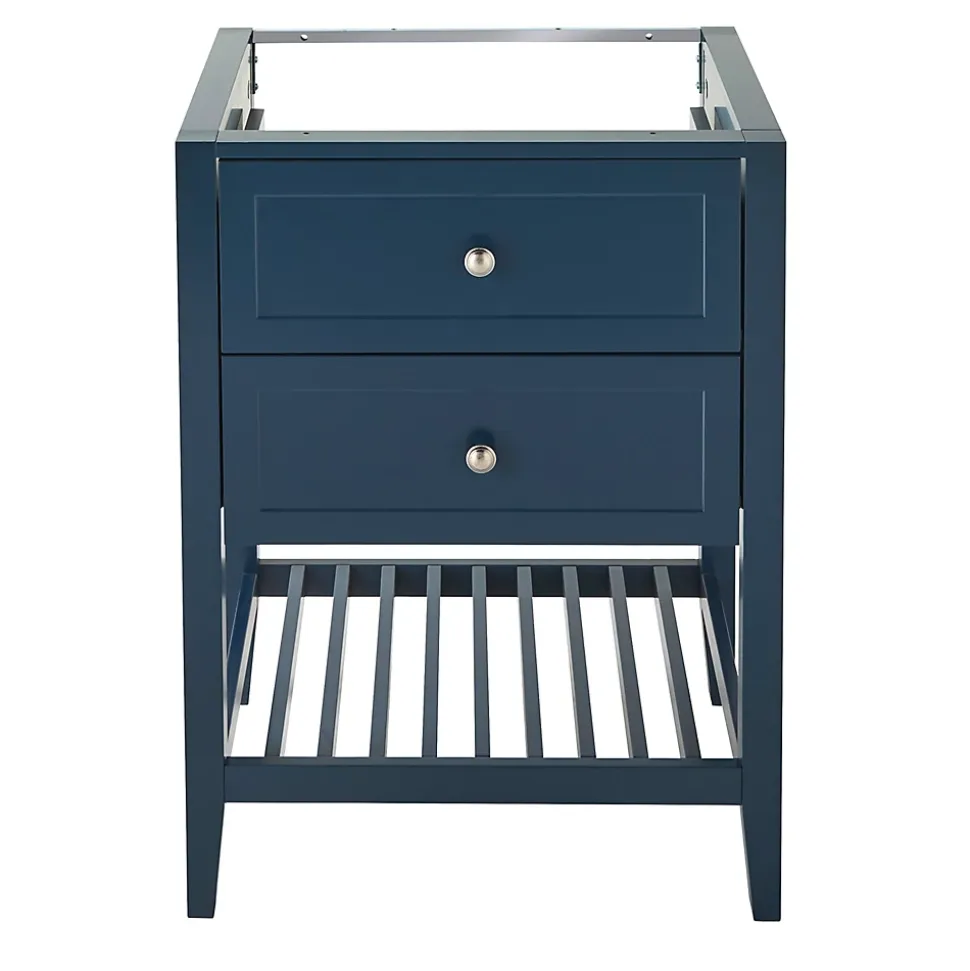 Meuble sous vasque à poser 2 tiroirs bleu mat l.60 cm, GoodHome Perma