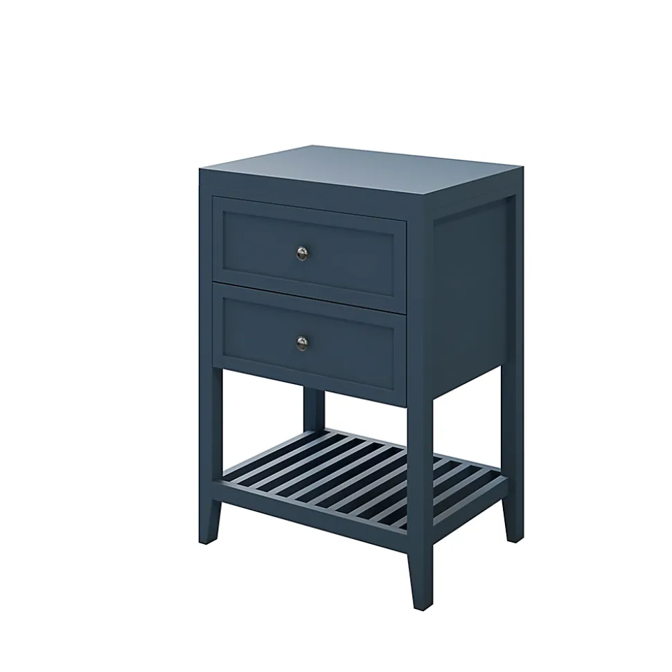 Meuble sous vasque à poser 2 tiroirs bleu mat l.60 cm, GoodHome Perma