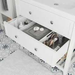 Meuble sous vasque à poser 2 tiroirs 1 niche blanc mat l.80 cm, GoodHome Perma