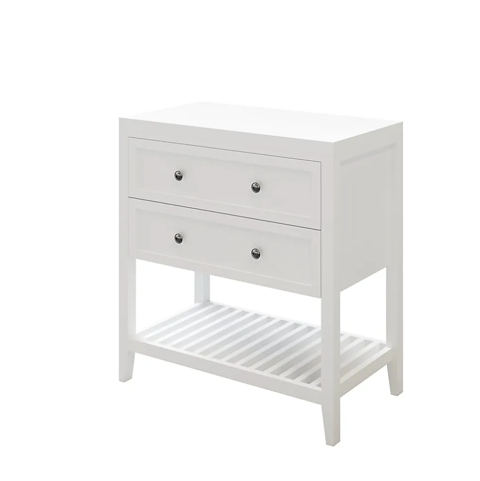 Meuble sous vasque à poser 2 tiroirs 1 niche blanc mat l.80 cm, GoodHome Perma