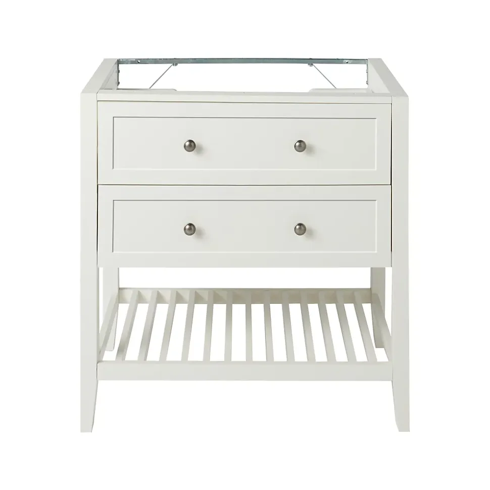 Meuble sous vasque à poser 2 tiroirs 1 niche blanc mat l.80 cm, GoodHome Perma