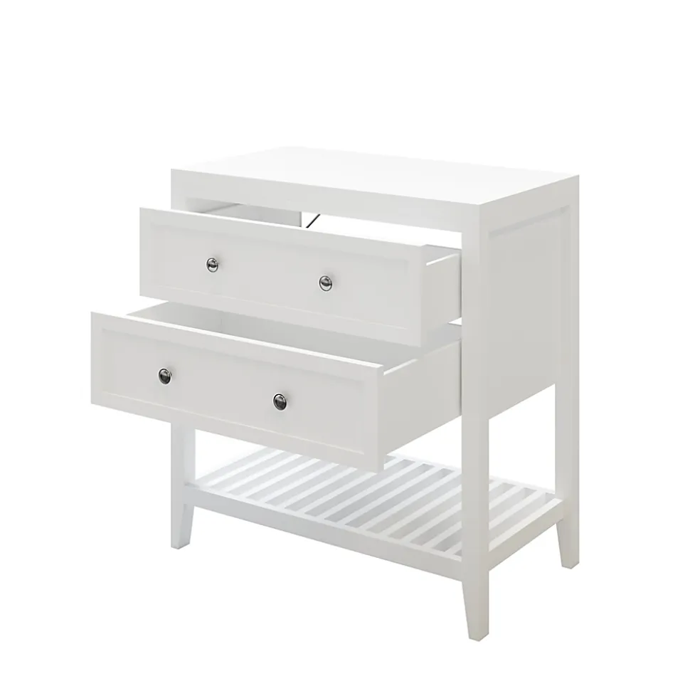 Meuble sous vasque à poser 2 tiroirs 1 niche blanc mat l.80 cm, GoodHome Perma