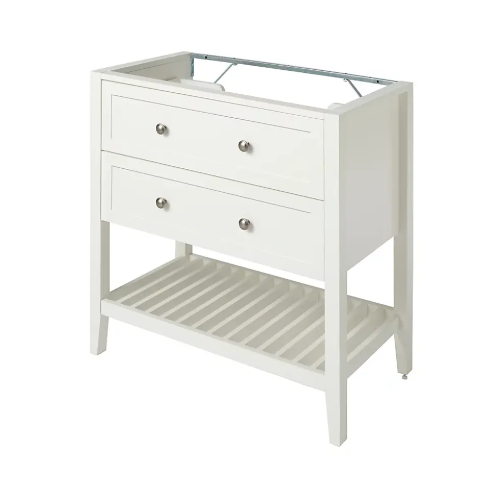 Meuble sous vasque à poser 2 tiroirs 1 niche blanc mat l.80 cm, GoodHome Perma