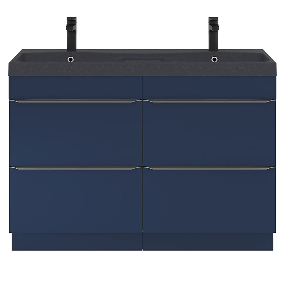 Meuble sous vasque à poser bleu nuit mat l.120 x H.82 x P.45 cm, GoodHome Imandra