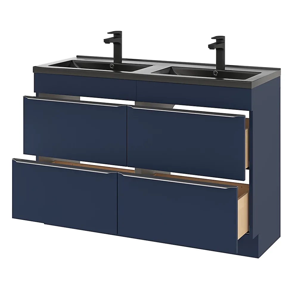 Meuble sous vasque à poser bleu nuit mat l.120 x H.82 x P.45 cm, GoodHome Imandra
