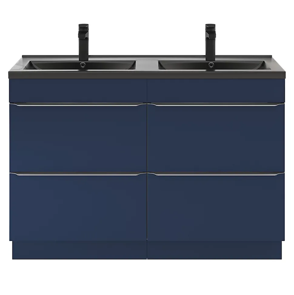 Meuble sous vasque à poser bleu nuit mat l.120 x H.82 x P.45 cm, GoodHome Imandra