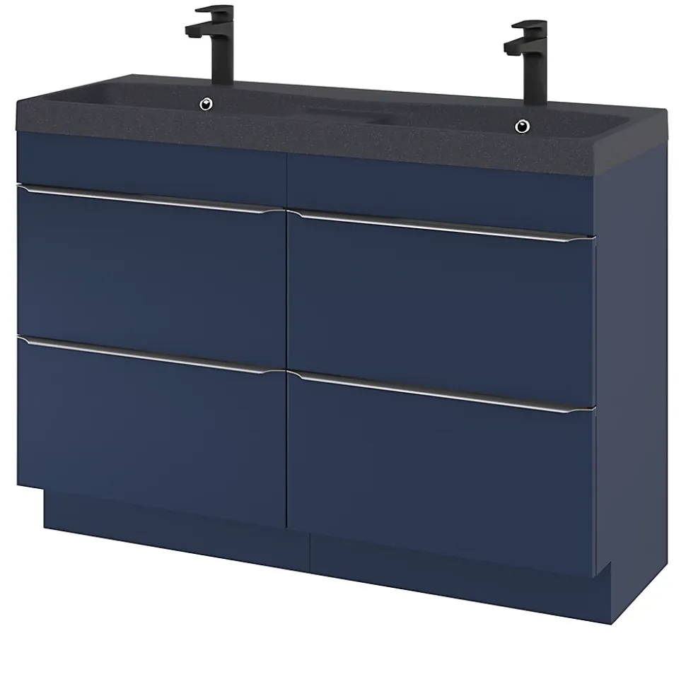 Meuble sous vasque à poser bleu nuit mat l.120 x H.82 x P.45 cm, GoodHome Imandra