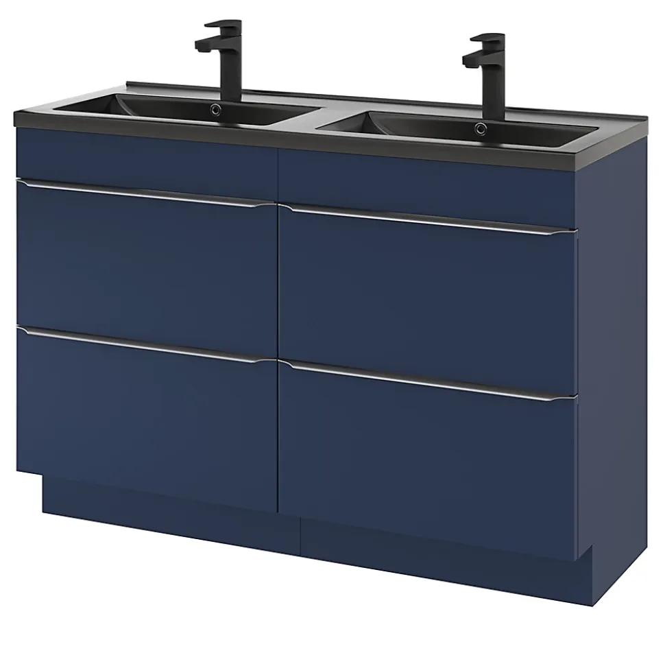 Meuble sous vasque à poser bleu nuit mat l.120 x H.82 x P.45 cm, GoodHome Imandra