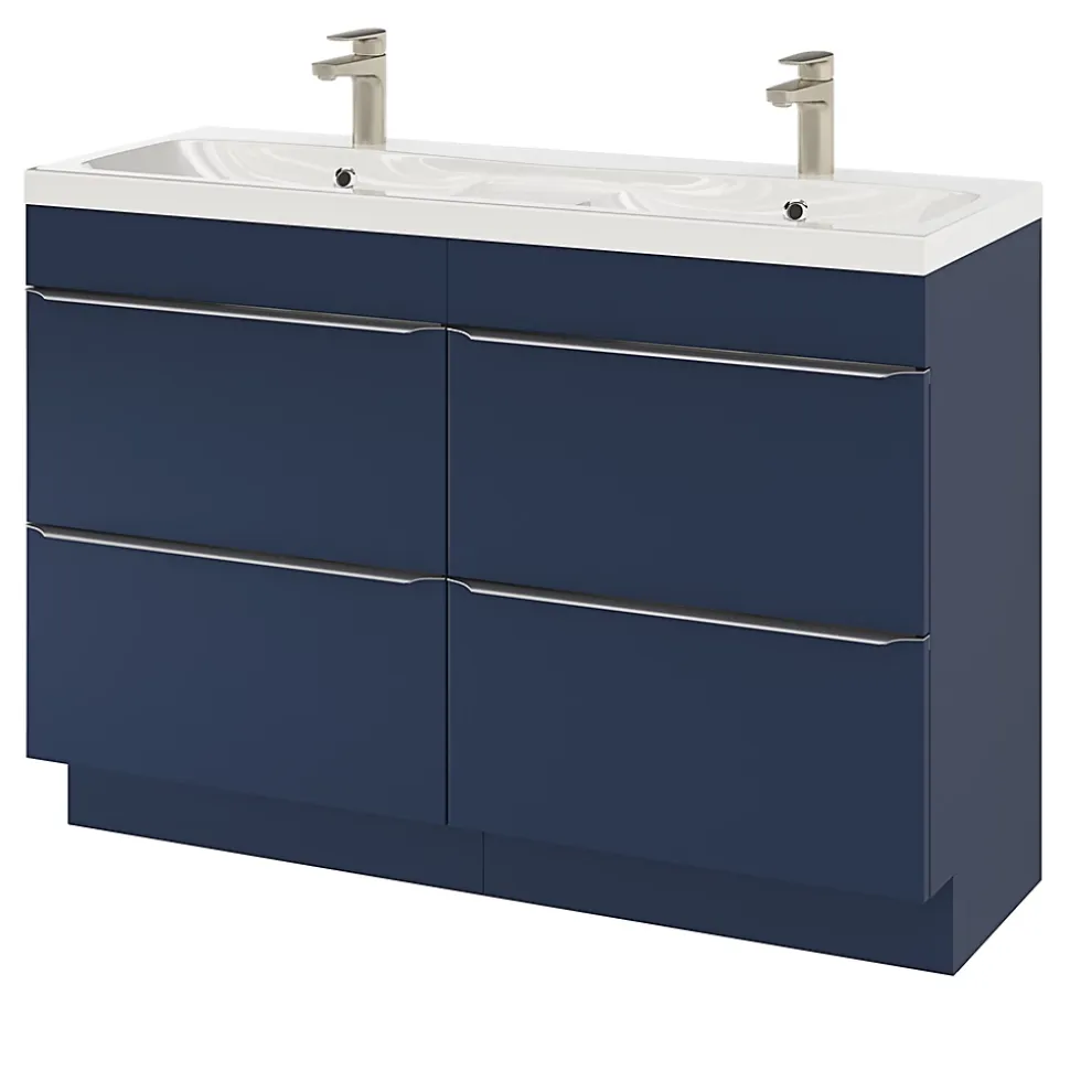 Meuble sous vasque à poser bleu nuit mat l.120 x H.82 x P.45 cm, GoodHome Imandra