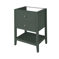 Meuble sous vasque à poser l.60 cm vert + plan de toilette effet marbre blanc Cadélia, GoodHome Perma