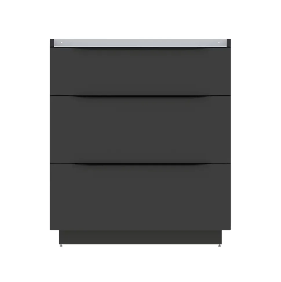 Meuble sous vasque à poser noir mat l.80 x H.88 x P.50 cm, Pamili