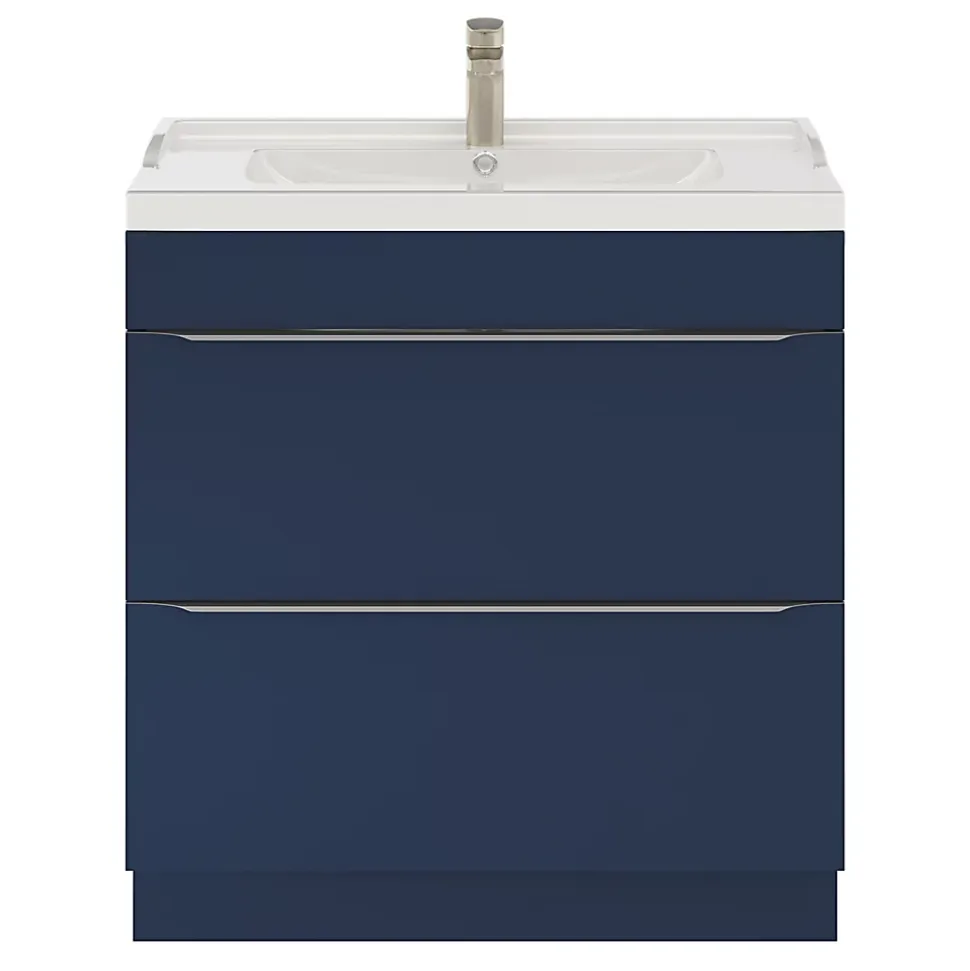 Meuble sous vasque à poser bleu nuit mat l.80 x H.82 x P.45 cm, GoodHome Imandra