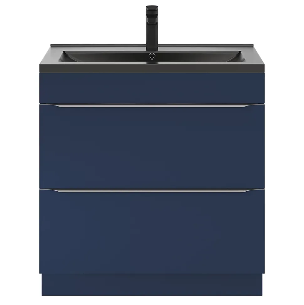 Meuble sous vasque à poser bleu nuit mat l.80 x H.82 x P.45 cm, GoodHome Imandra
