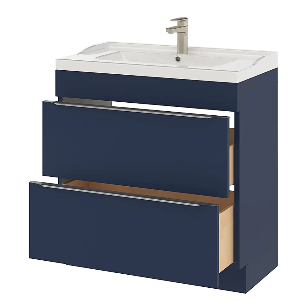 Meuble sous vasque à poser bleu nuit mat l.80 x H.82 x P.45 cm, GoodHome Imandra