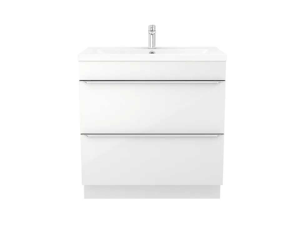 Meuble sous vasque à poser blanc brillant l.80 x H.82 x P.45 cm, GoodHome Imandra