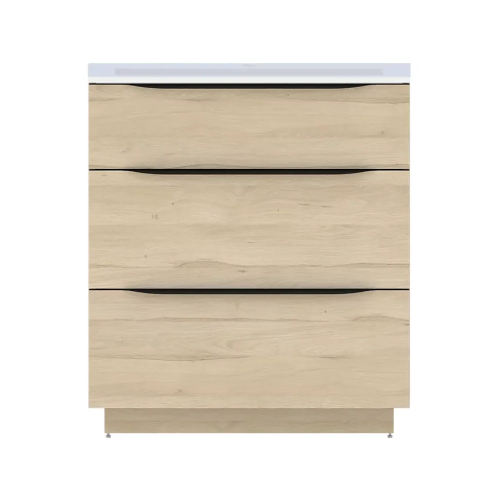 Meuble sous vasque à poser effet bois l.80 x H.88 x P.50 cm, Pamili