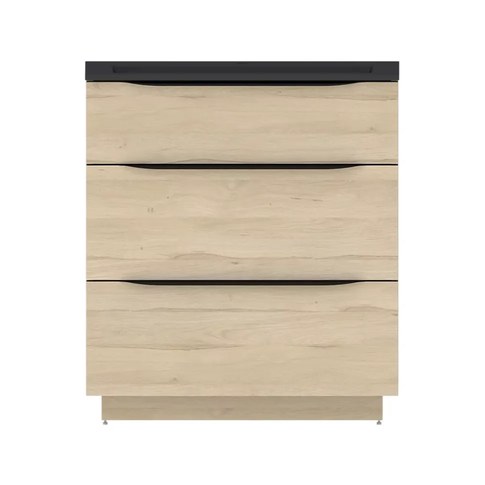 Meuble sous vasque à poser effet bois l.80 x H.88 x P.50 cm, Pamili