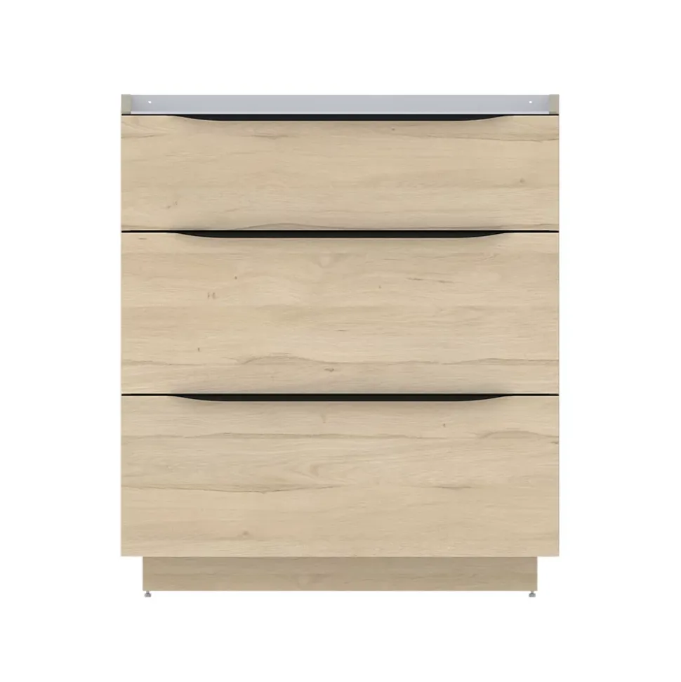 Meuble sous vasque à poser effet bois l.80 x H.88 x P.50 cm, Pamili