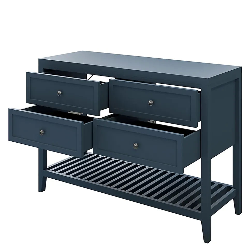Meuble sous vasque à poser 4 tiroirs 1 niche bleu mat l.120 cm Perma + plan de toilette, GoodHome