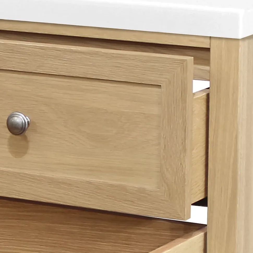 Meuble sous vasque à poser 2 tiroirs 1 niche placage chêne l.80 cm + plan de toilette placage chêne, GoodHome Perma