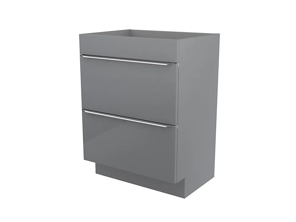 Meuble sous vasque à poser gris brillant l.60 x H.82 x P.45 cm, GoodHome Imandra