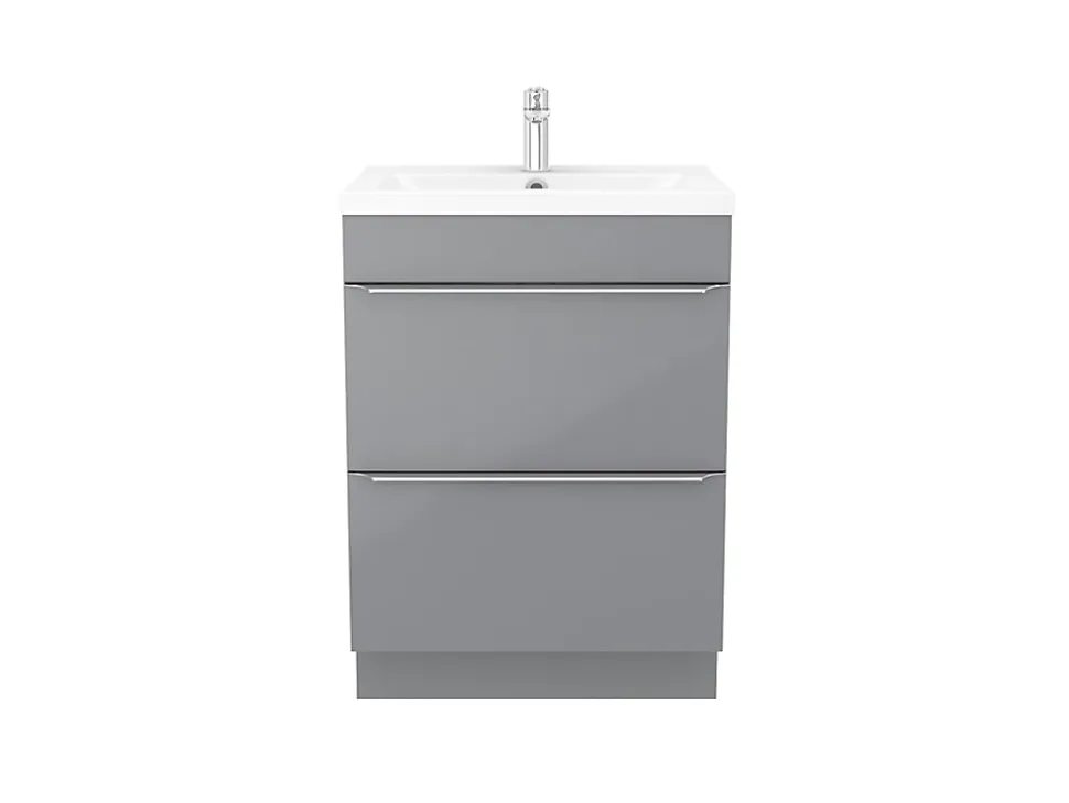 Meuble sous vasque à poser gris brillant l.60 x H.82 x P.45 cm, GoodHome Imandra