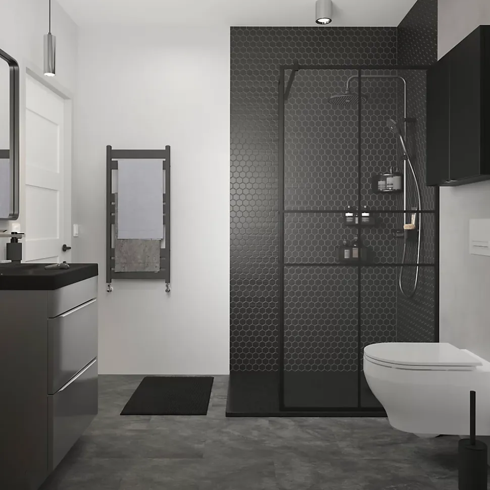 Meuble sous vasque à poser gris brillant l.60 x H.82 x P.45 cm, GoodHome Imandra