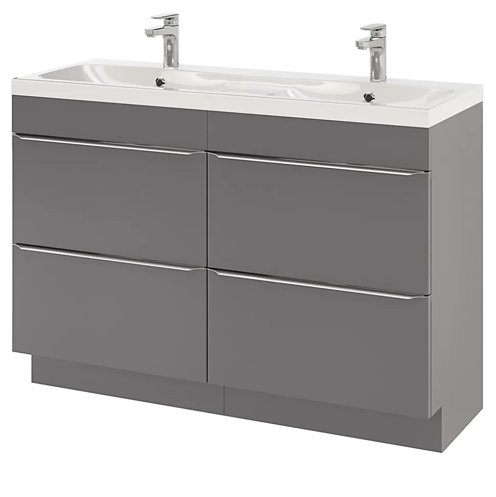 Meuble sous vasque à poser gris brillant l.120 x H.82 x P.45 cm, GoodHome Imandra