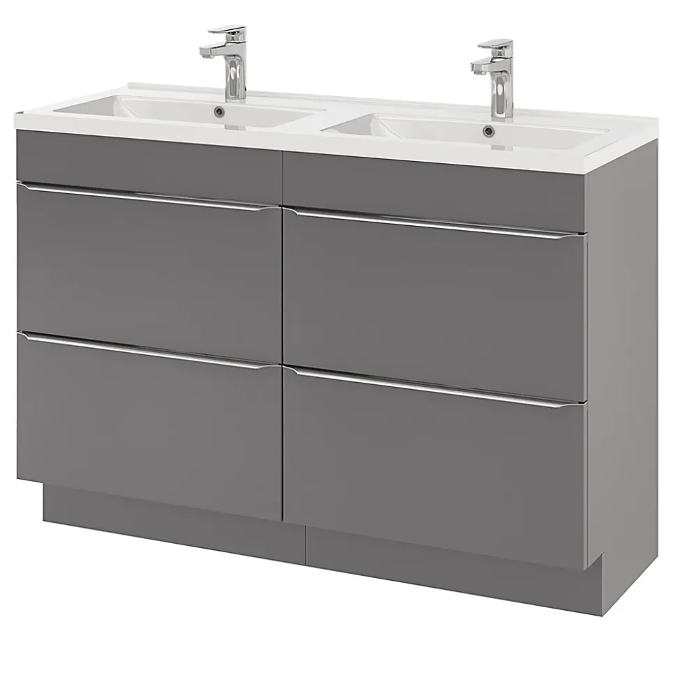 Meuble sous vasque à poser gris brillant l.120 x H.82 x P.45 cm, GoodHome Imandra