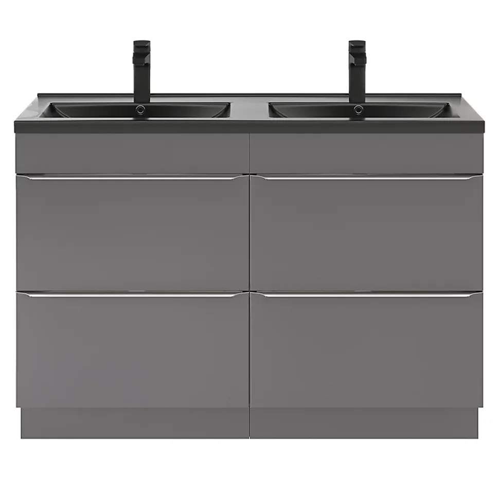 Meuble sous vasque à poser gris brillant l.120 x H.82 x P.45 cm, GoodHome Imandra