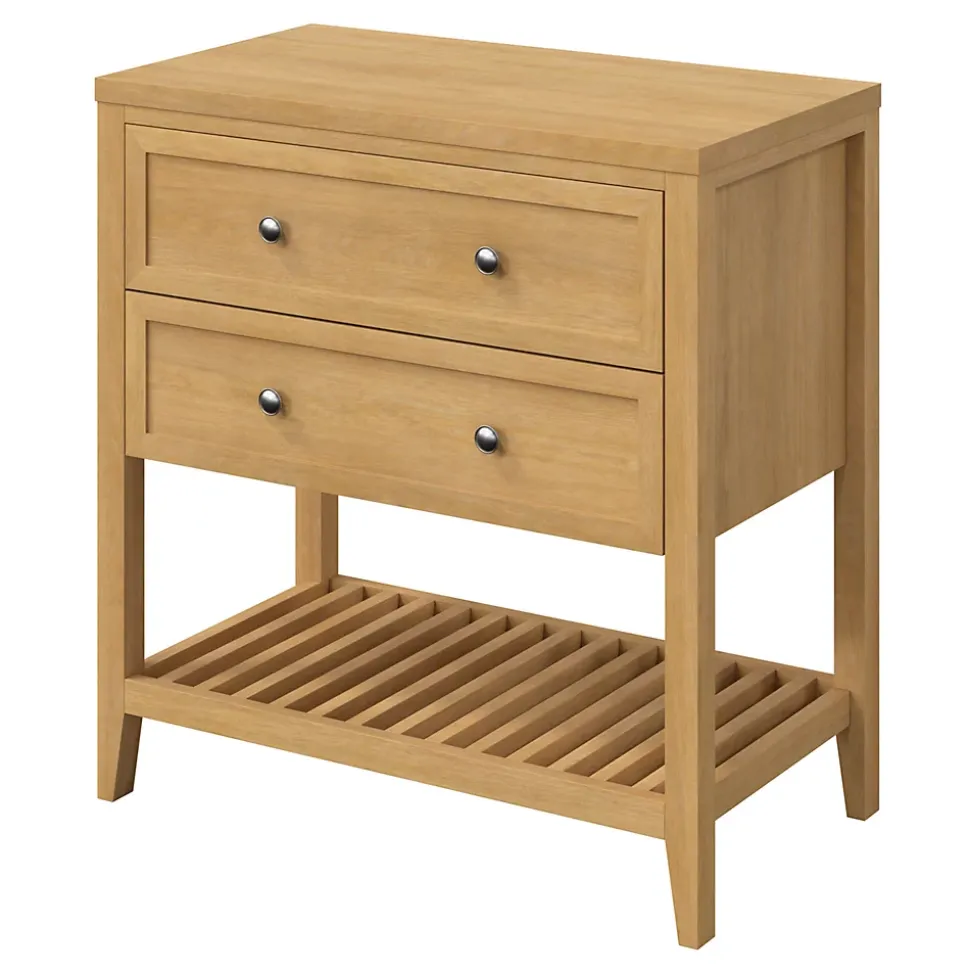 Meuble sous vasque à poser 2 tiroirs placage chêne l.80 x H.80,6 x P.45 cm, GoodHome Perma
