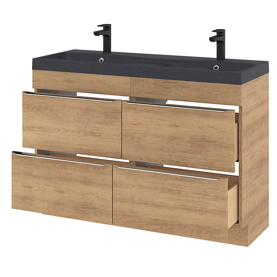 Meuble sous vasque à poser effet chêne l.120 x H.82 x P.45 cm, GoodHome Imandra