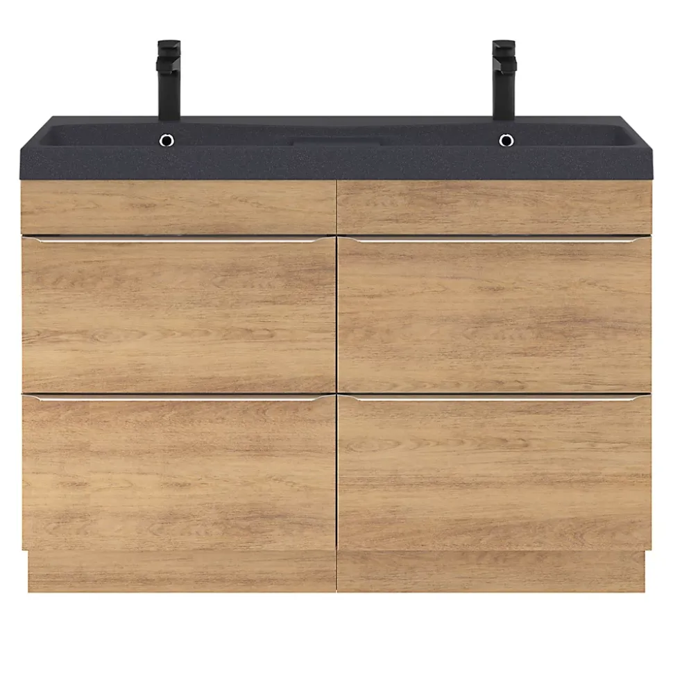 Meuble sous vasque à poser effet chêne l.120 x H.82 x P.45 cm, GoodHome Imandra