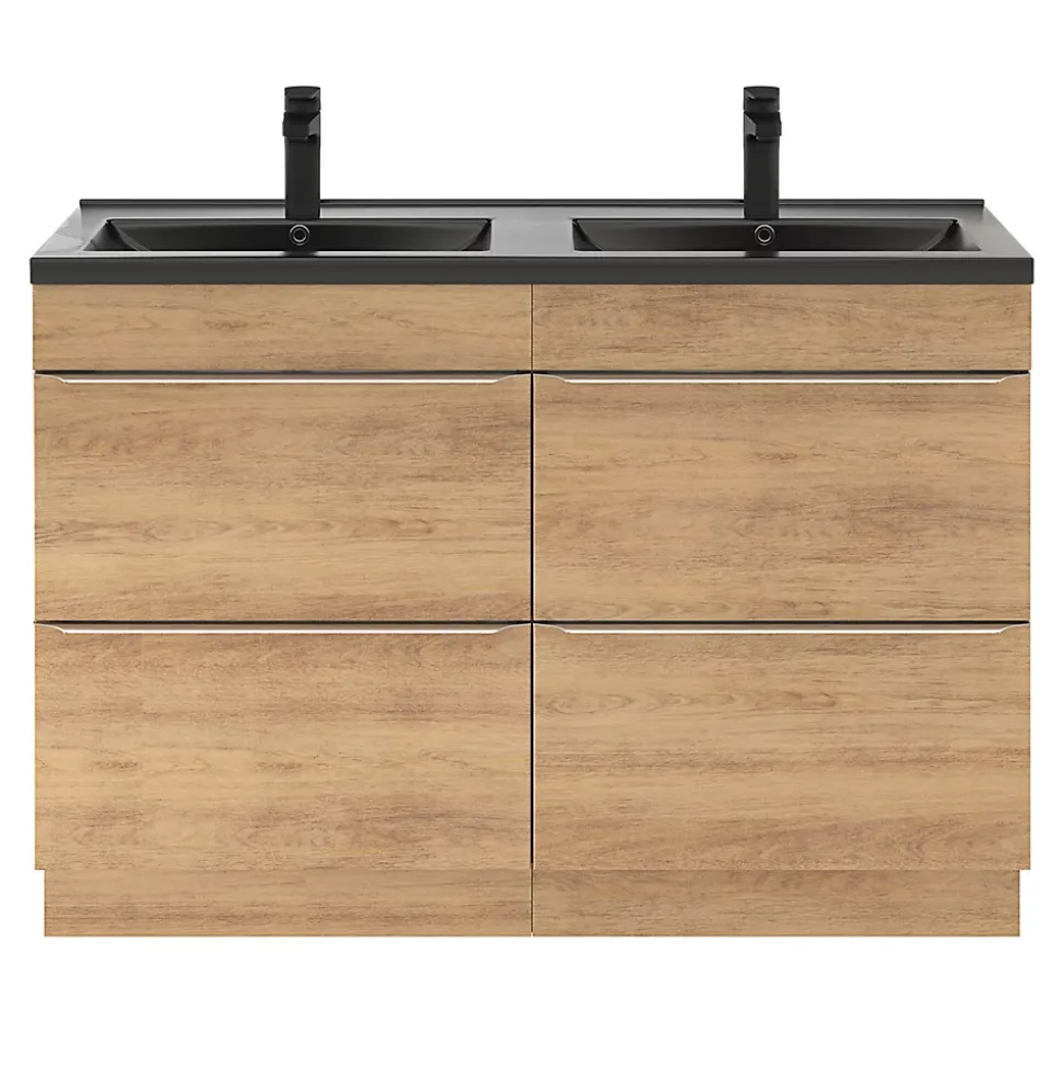 Meuble sous vasque à poser effet chêne l.120 x H.82 x P.45 cm, GoodHome Imandra