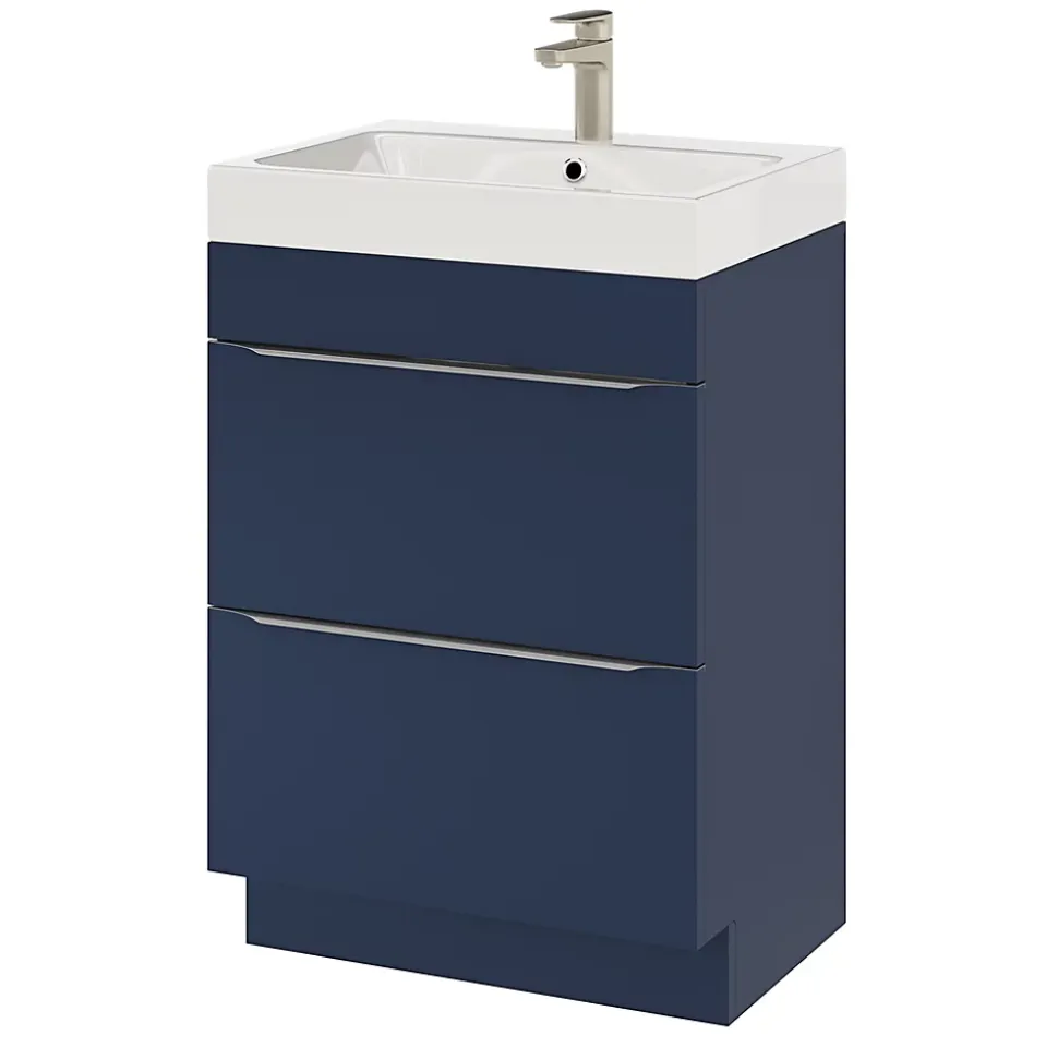 Meuble sous vasque à poser bleu nuit mat l.60 x H.82 x P.45 cm, GoodHome Imandra
