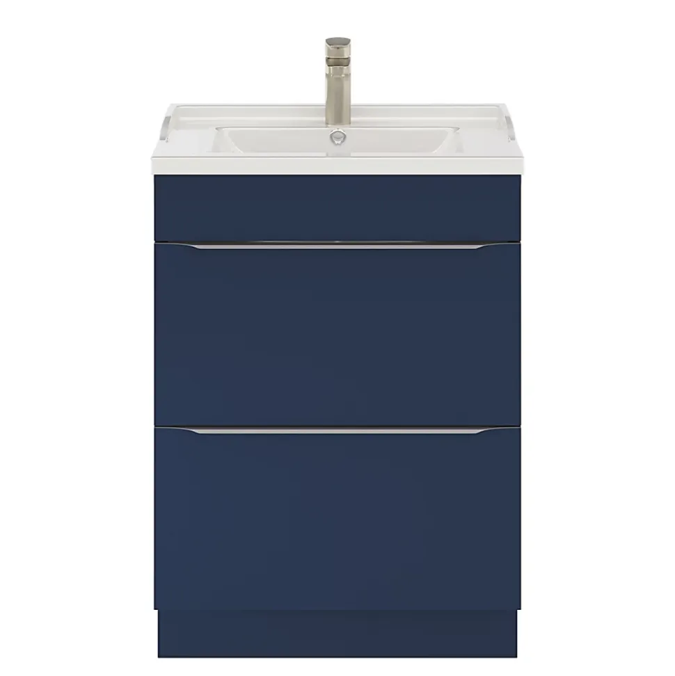 Meuble sous vasque à poser bleu nuit mat l.60 x H.82 x P.45 cm, GoodHome Imandra
