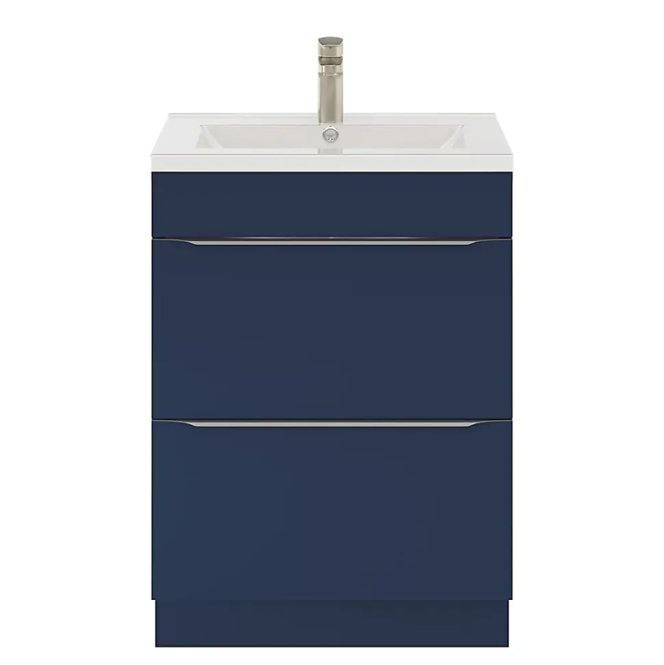 Meuble sous vasque à poser bleu nuit mat l.60 x H.82 x P.45 cm, GoodHome Imandra