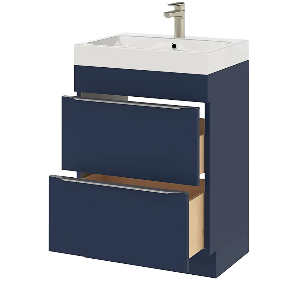 Meuble sous vasque à poser bleu nuit mat l.60 x H.82 x P.45 cm, GoodHome Imandra