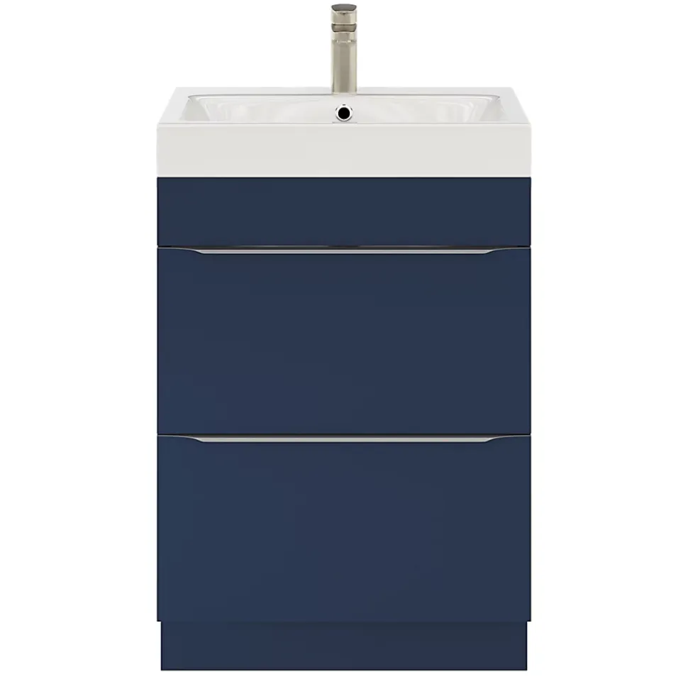 Meuble sous vasque à poser bleu nuit mat l.60 x H.82 x P.45 cm, GoodHome Imandra