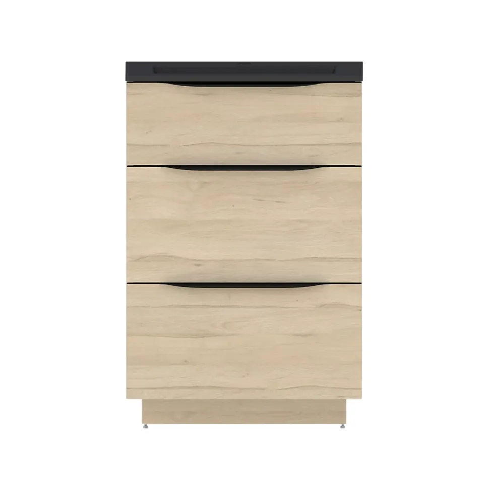 Meuble sous vasque à poser effet bois l.60 x H.88 x P.50 cm, Pamili