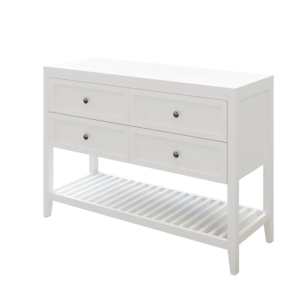 Meuble sous vasque à poser 4 tiroirs blanc mat l.120 x H.80 x P.45 cm, GoodHome Perma