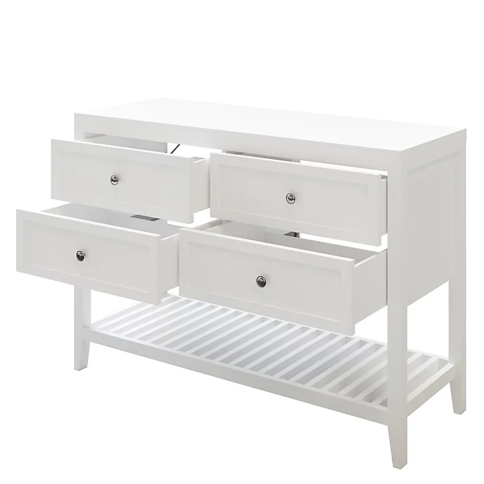 Meuble sous vasque à poser 4 tiroirs blanc mat l.120 x H.80 x P.45 cm, GoodHome Perma
