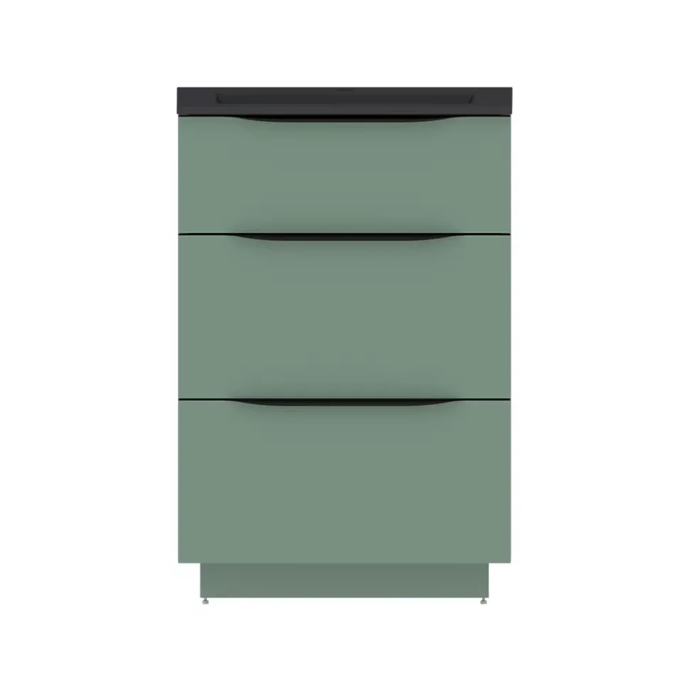 Meuble sous vasque à poser vert sauge mat l.60 x H.88 x P.50 cm, Pamili