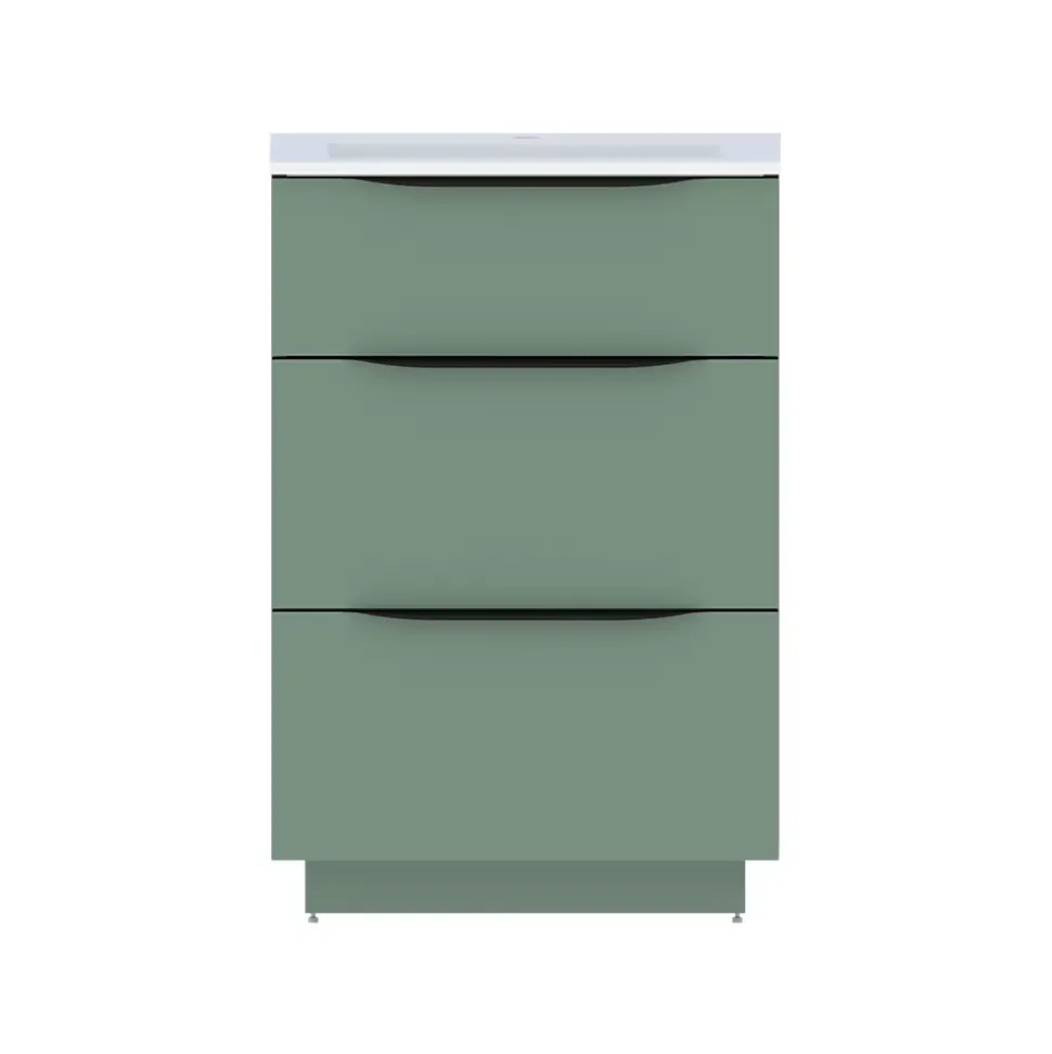 Meuble sous vasque à poser vert sauge mat l.60 x H.88 x P.50 cm, Pamili