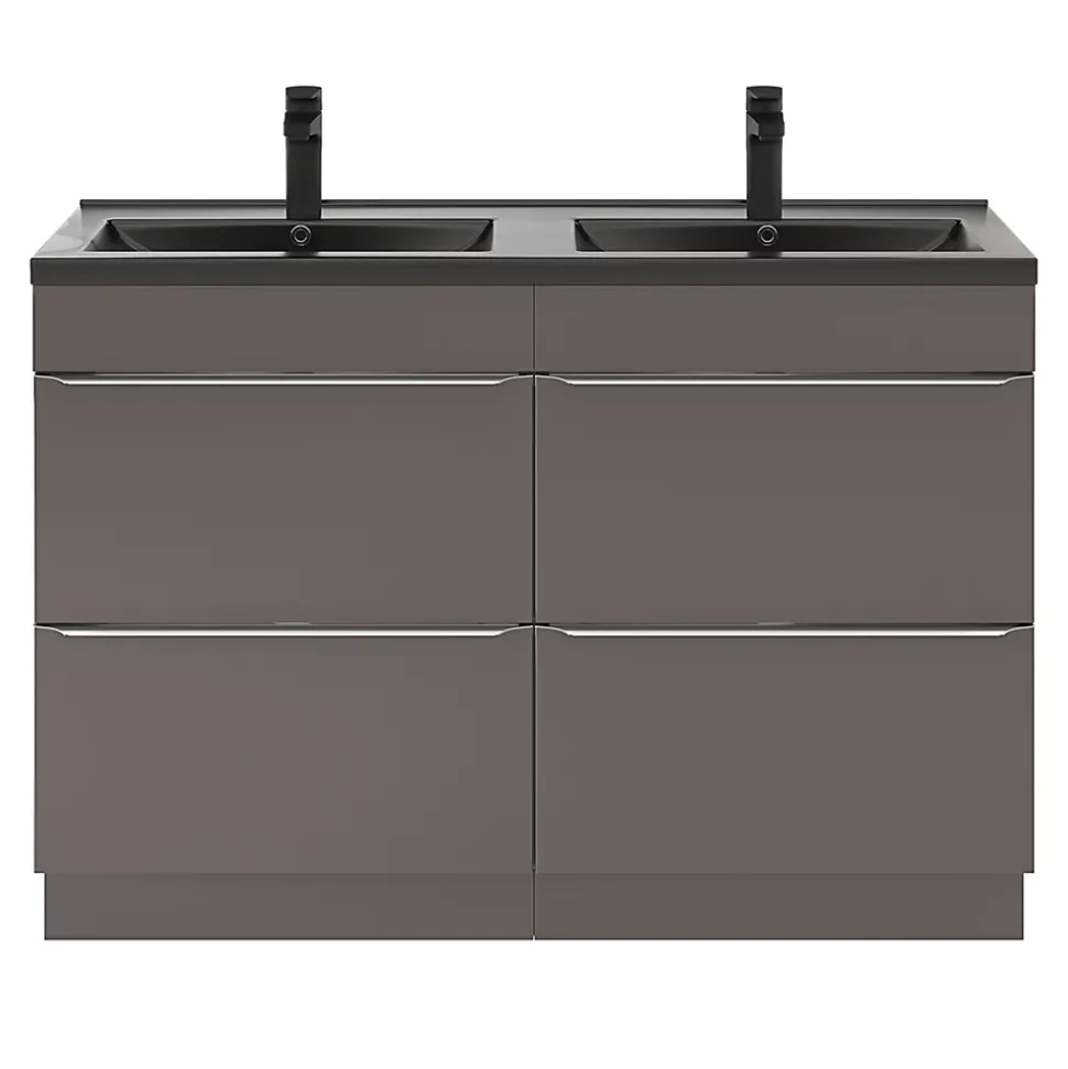 Meuble sous vasque à poser gris taupe brillant l.120 x H.82 x P.45 cm, GoodHome Imandra