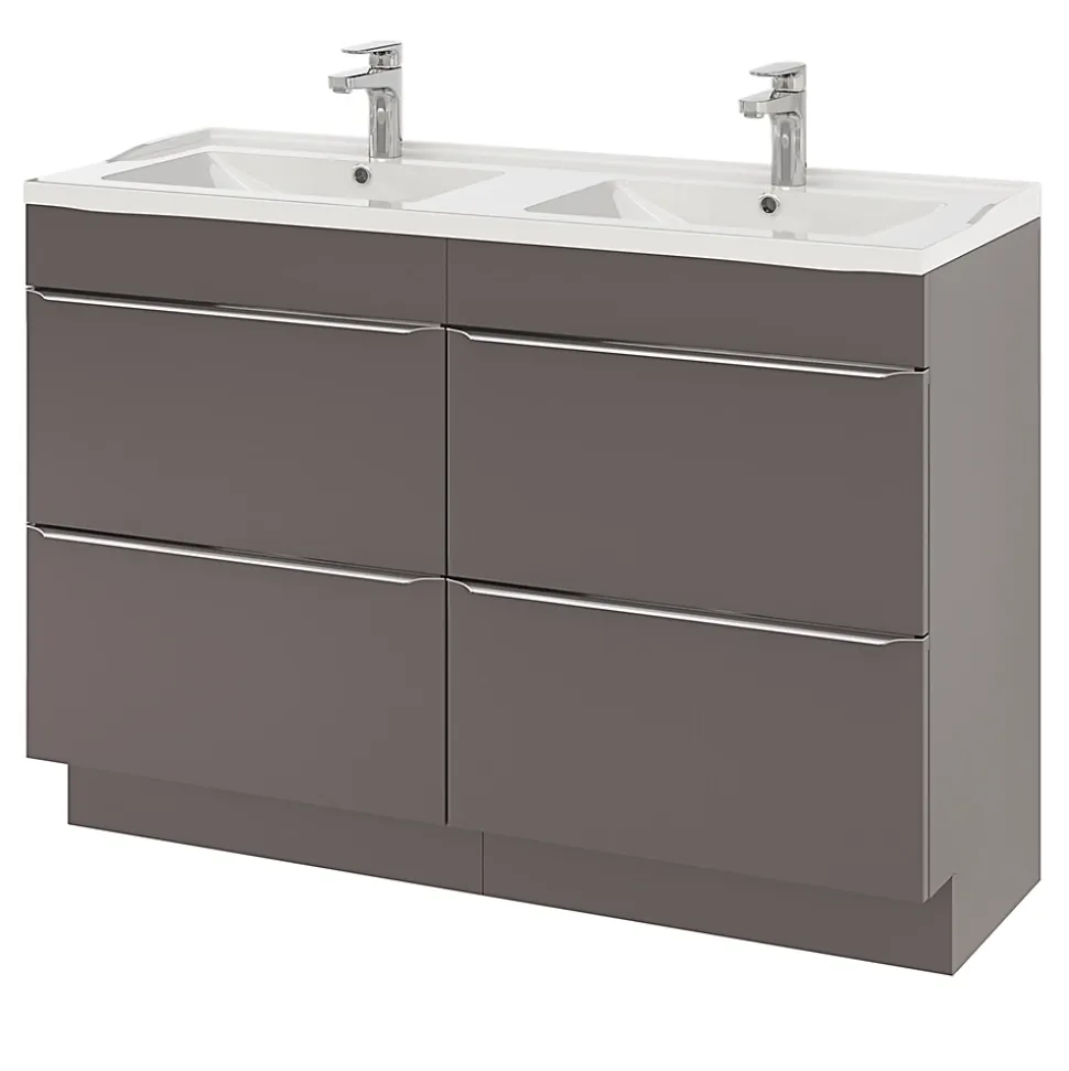 Meuble sous vasque à poser gris taupe brillant l.120 x H.82 x P.45 cm, GoodHome Imandra