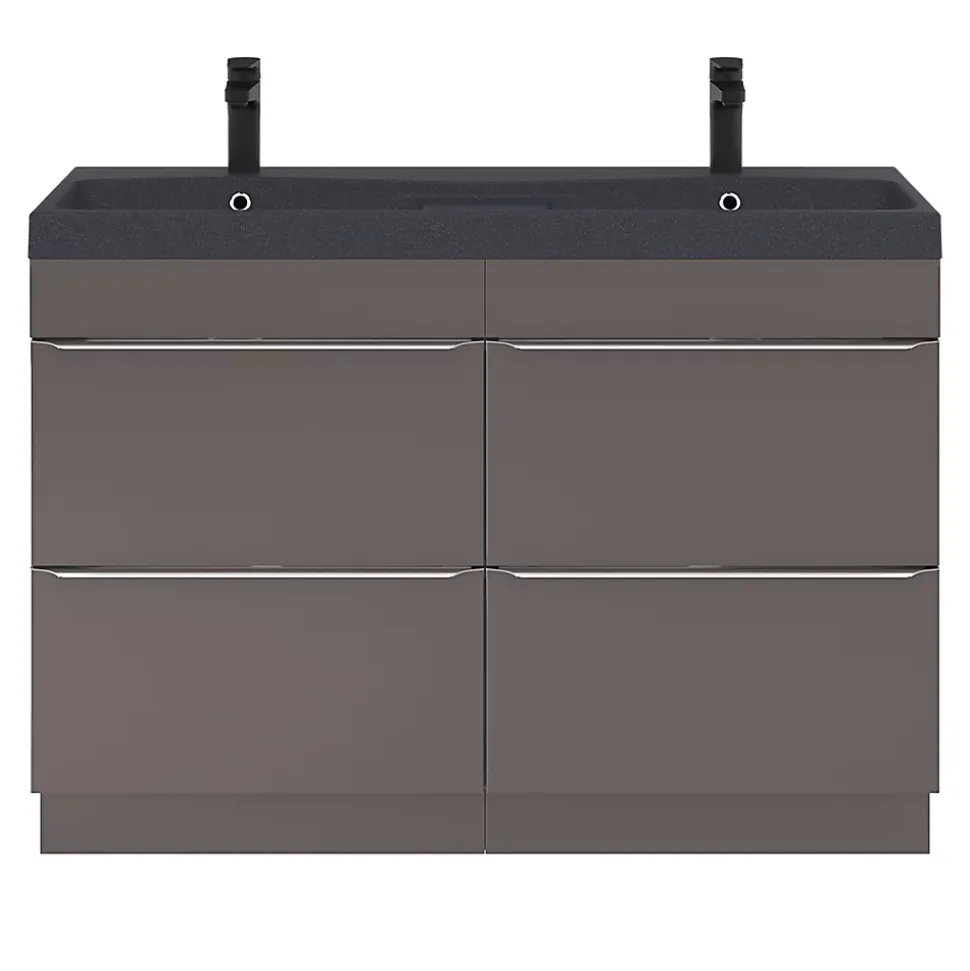 Meuble sous vasque à poser gris taupe brillant l.120 x H.82 x P.45 cm, GoodHome Imandra