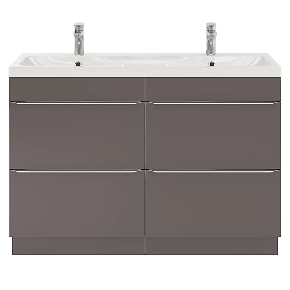 Meuble sous vasque à poser gris taupe brillant l.120 x H.82 x P.45 cm, GoodHome Imandra
